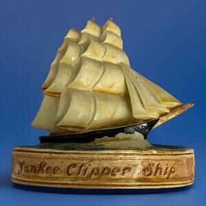 Midcentury Sebastian Miniature Yankee Clipper Ship Westscott Baston 4.5"wx3.5"t